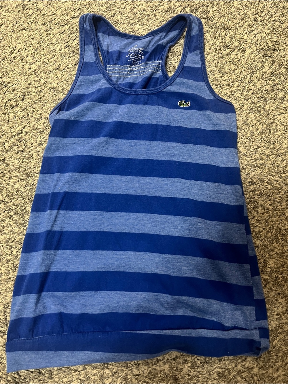 Lacoste Blue Striped Racerback Tank Top